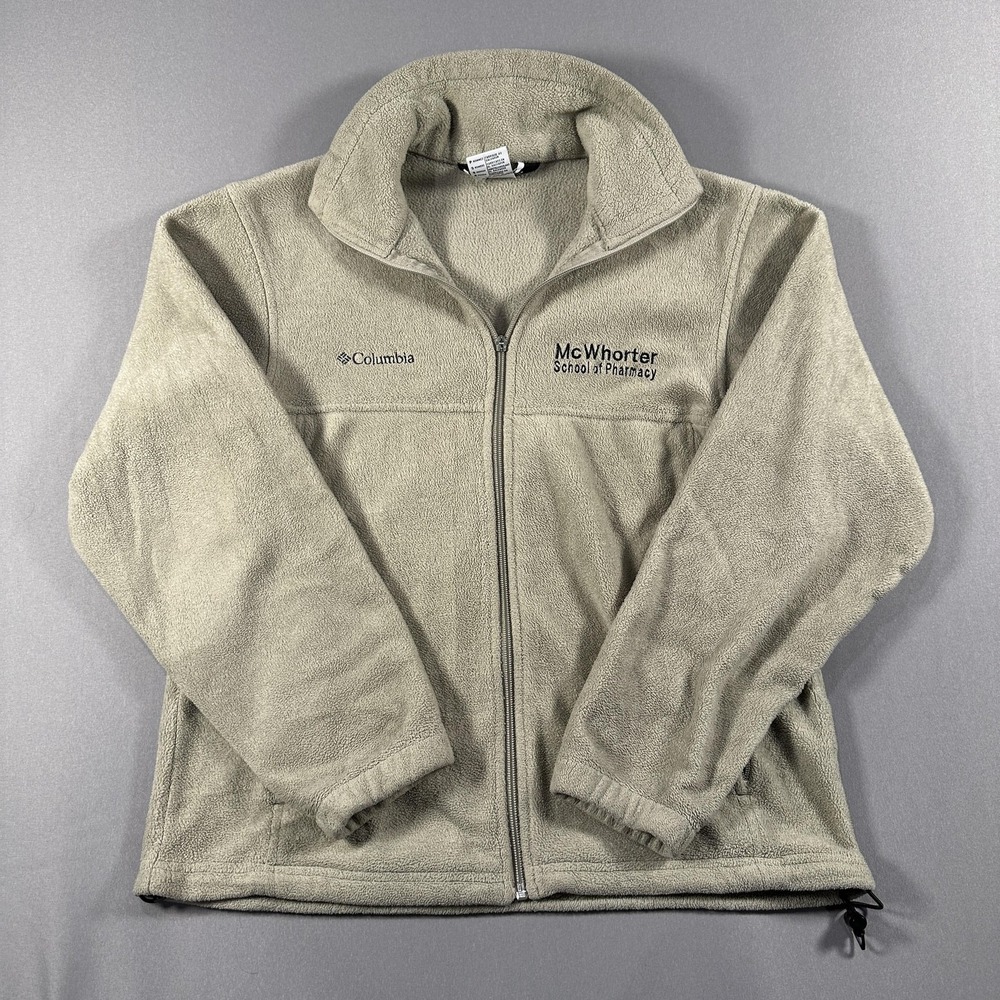 Columbia Jacket Mens Small Beige Fleece Full Zip McWhorter School Of Pharmacy